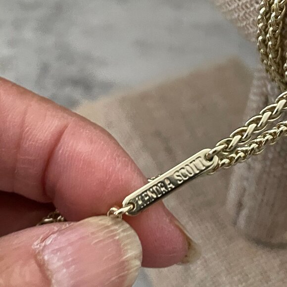 Kendra Scott Everly Pink Agate Gold Fringed Tassel Pendant Necklace 20" Drop - Picture 6 of 6